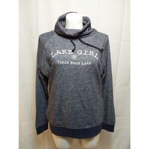 Enza Large Blue Cowel Neck "Lake Girl Table Rock Lake" Sweatshirt #L98